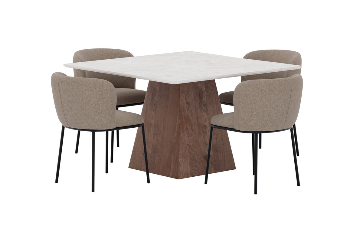 Essgruppe Cael mit Stühlen Edina in Braun präsentiert im Onlineshop von KAQTU Design AG. Esszimmerset ist von Venture Home
