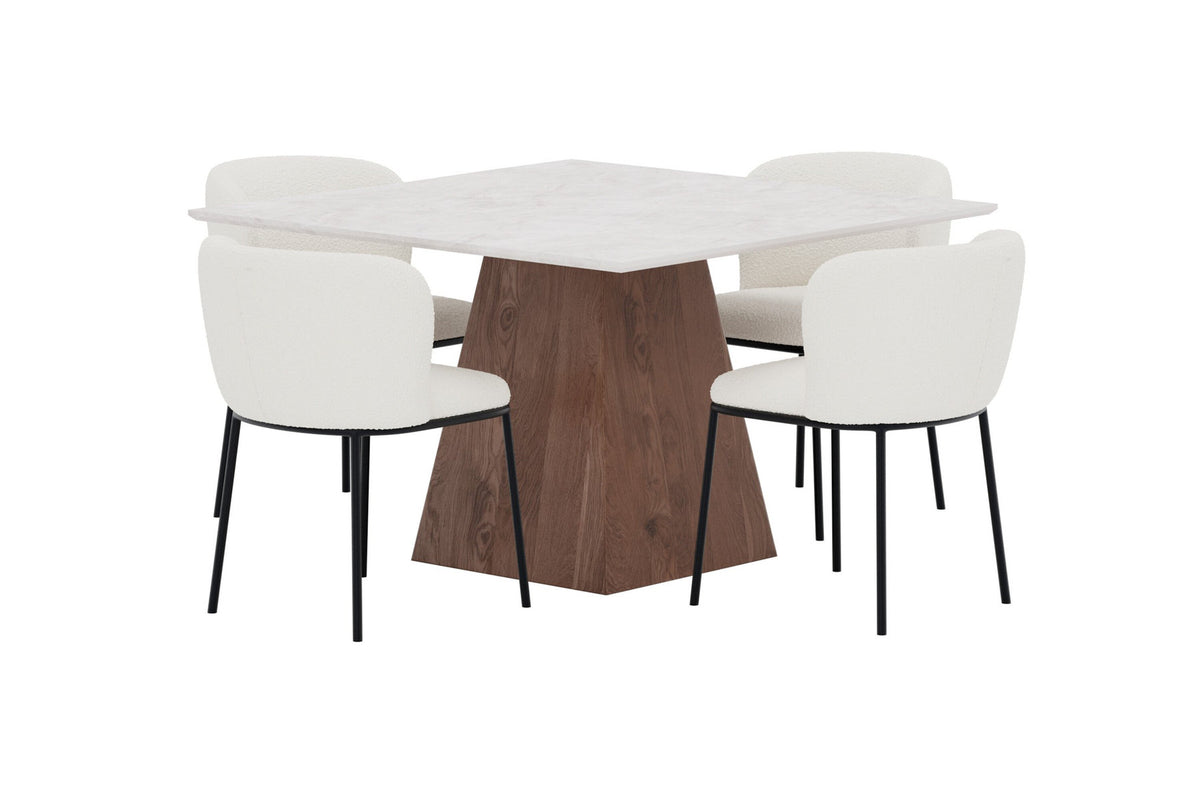 Essgruppe Cael mit Stühlen Edina in Weiss präsentiert im Onlineshop von KAQTU Design AG. Esszimmerset ist von Venture Home