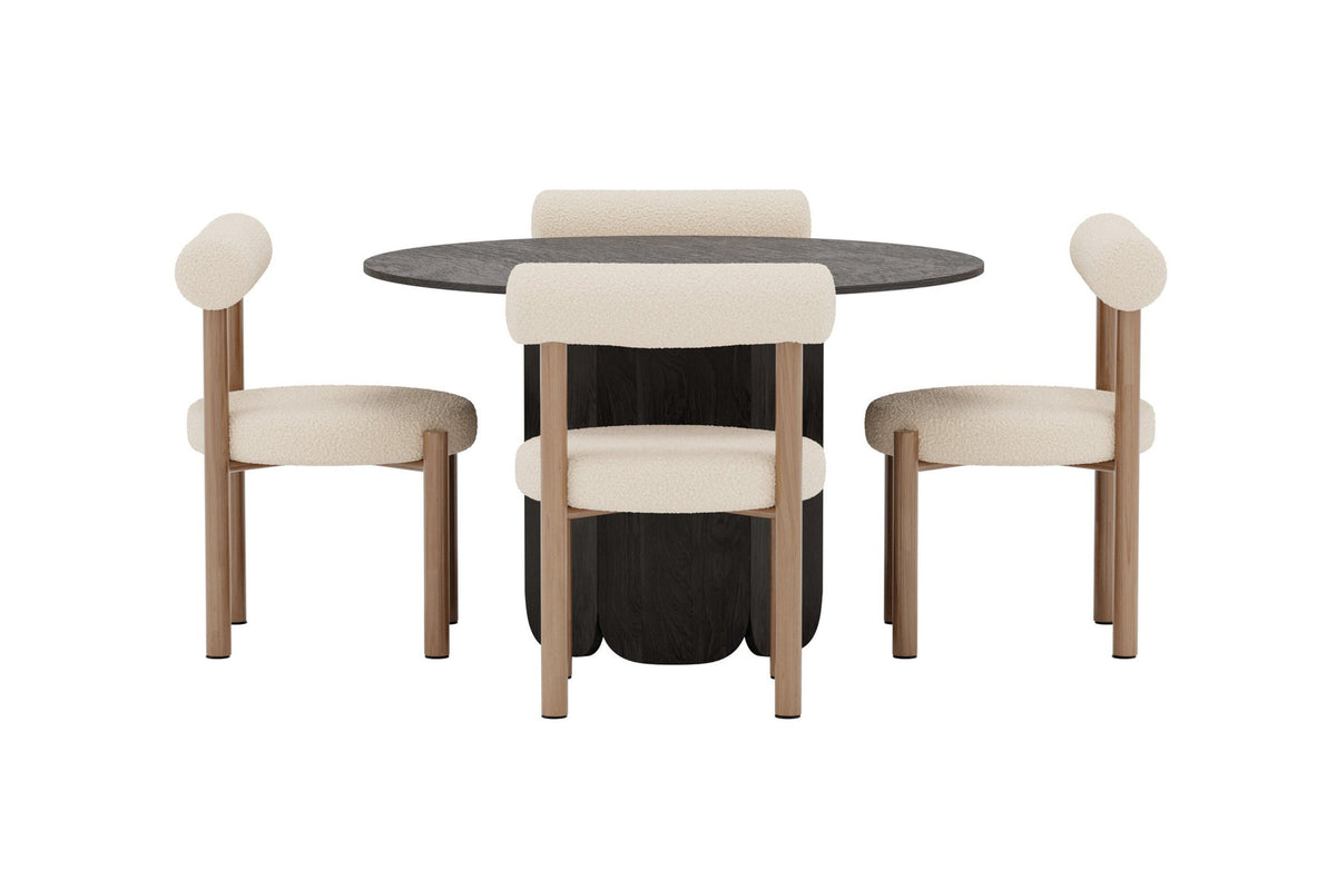 Tekla Dining Set mit Stühlen Tillo in Weiss präsentiert im Onlineshop von KAQTU Design AG. Esszimmerset ist von Venture Home