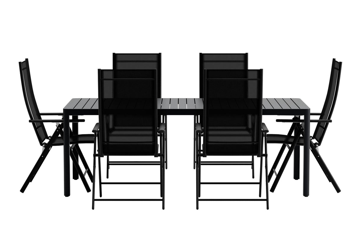 Giardini Esstisch mit Levanzo Stühlen in Schwarz präsentiert im Onlineshop von KAQTU Design AG. Gartentischset ist von Venture Home