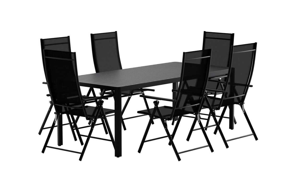 Giardini Esstisch mit Levanzo Stühlen in Schwarz präsentiert im Onlineshop von KAQTU Design AG. Gartentischset ist von Venture Home