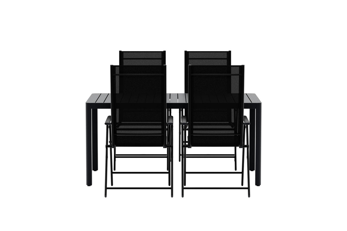 Giardini Esstisch mit Levanzo Stühlen in Schwarz präsentiert im Onlineshop von KAQTU Design AG. Gartentischset ist von Venture Home
