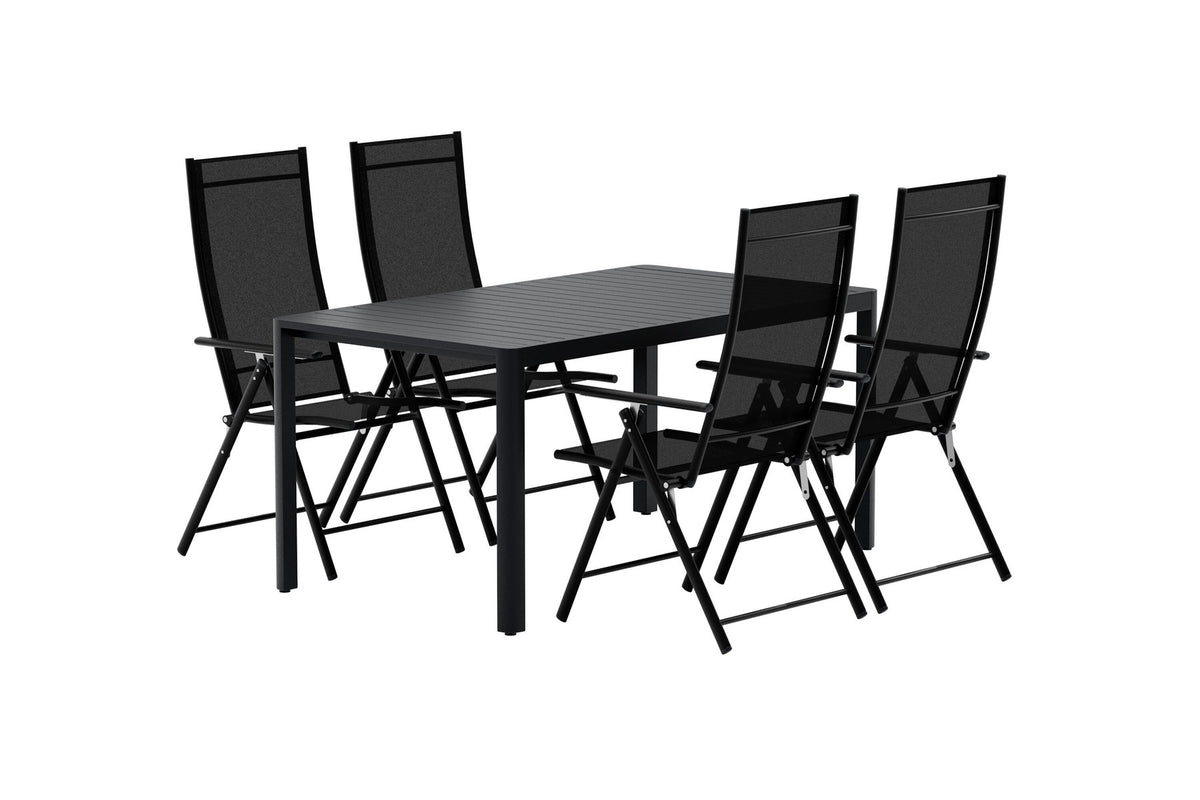Giardini Esstisch mit Levanzo Stühlen in Schwarz präsentiert im Onlineshop von KAQTU Design AG. Gartentischset ist von Venture Home