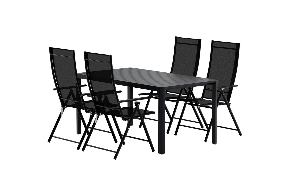 Giardini Esstisch mit Levanzo Stühlen in Schwarz präsentiert im Onlineshop von KAQTU Design AG. Gartentischset ist von Venture Home