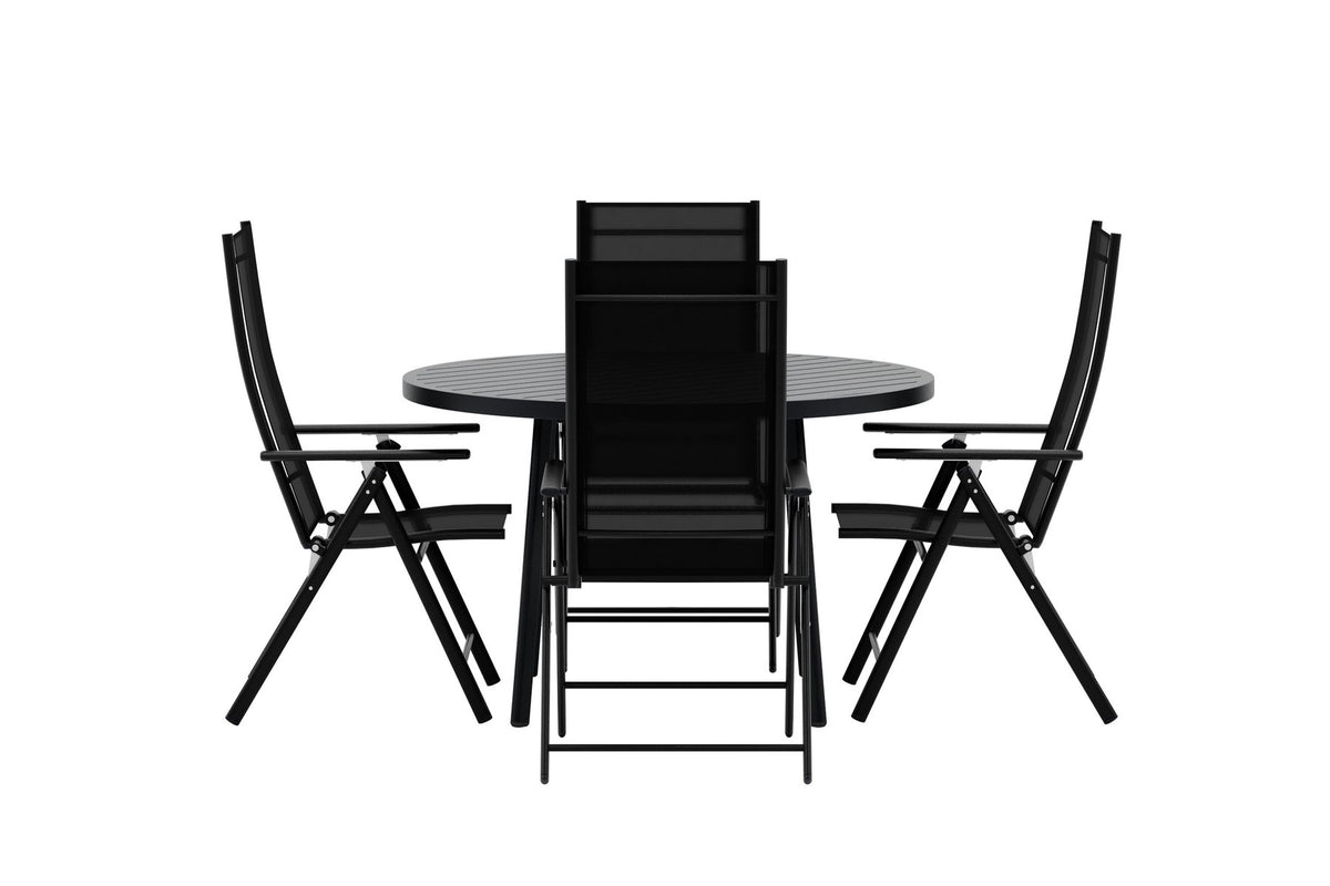 Giardini Esstisch mit Levanzo Stühlen in Schwarz präsentiert im Onlineshop von KAQTU Design AG. Gartentischset ist von Venture Home