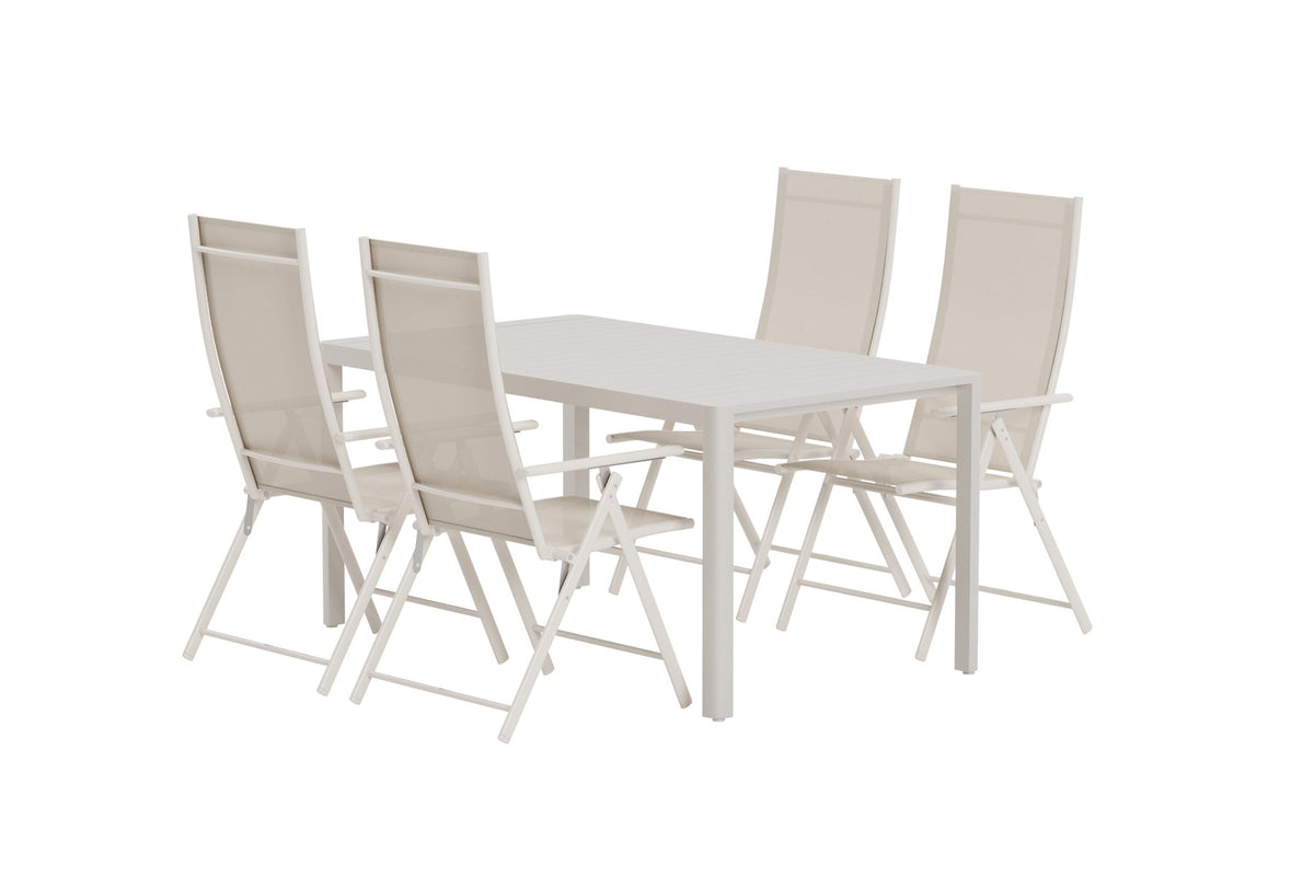 Giardini Esstisch mit Levanzo Stühlen in Beige präsentiert im Onlineshop von KAQTU Design AG. Gartentischset ist von Venture Home