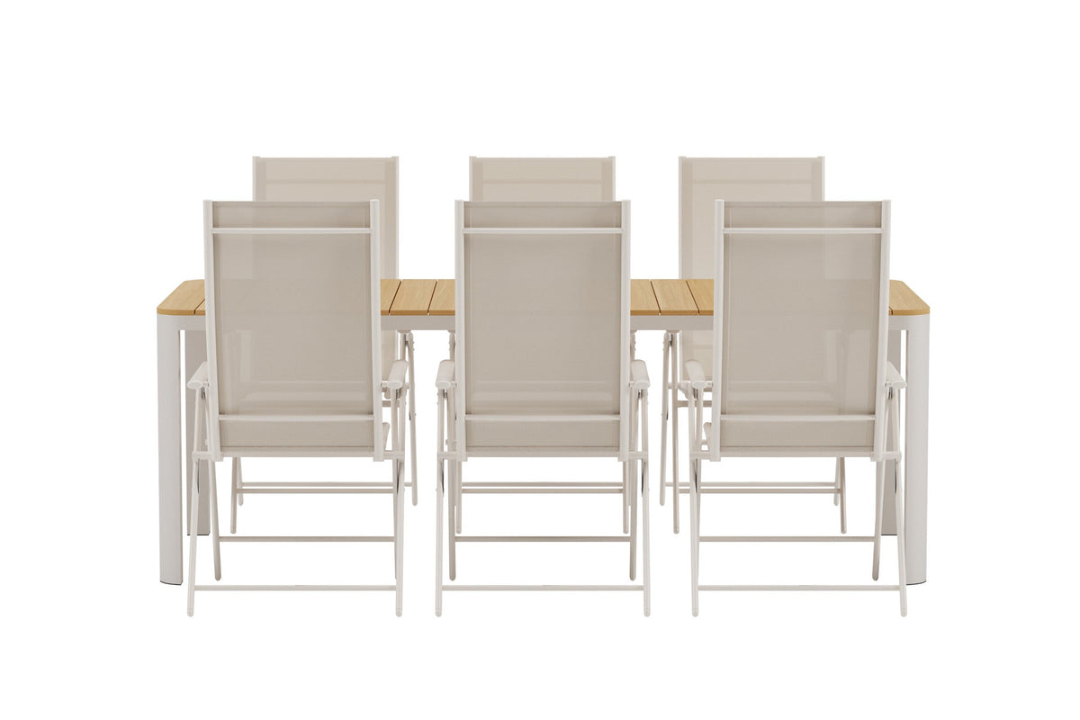 Esstisch Etna mit Stühlen Levanzo in Beige präsentiert im Onlineshop von KAQTU Design AG. Gartentischset ist von Venture Home