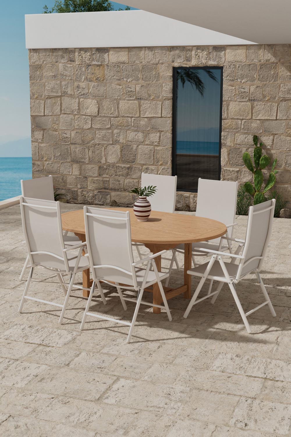 Esstisch Kenya mit Break Stühlen in  präsentiert im Onlineshop von KAQTU Design AG. Gartentischset ist von Venture Home