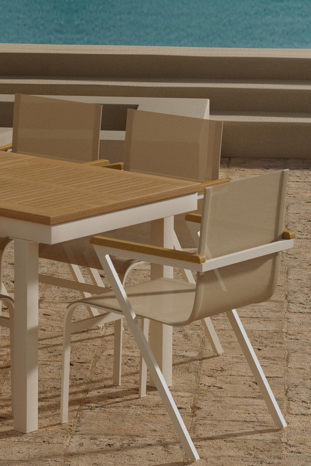 Panama Esstisch mit Mexico Stühlen in  präsentiert im Onlineshop von KAQTU Design AG. Gartentischset ist von Venture Home