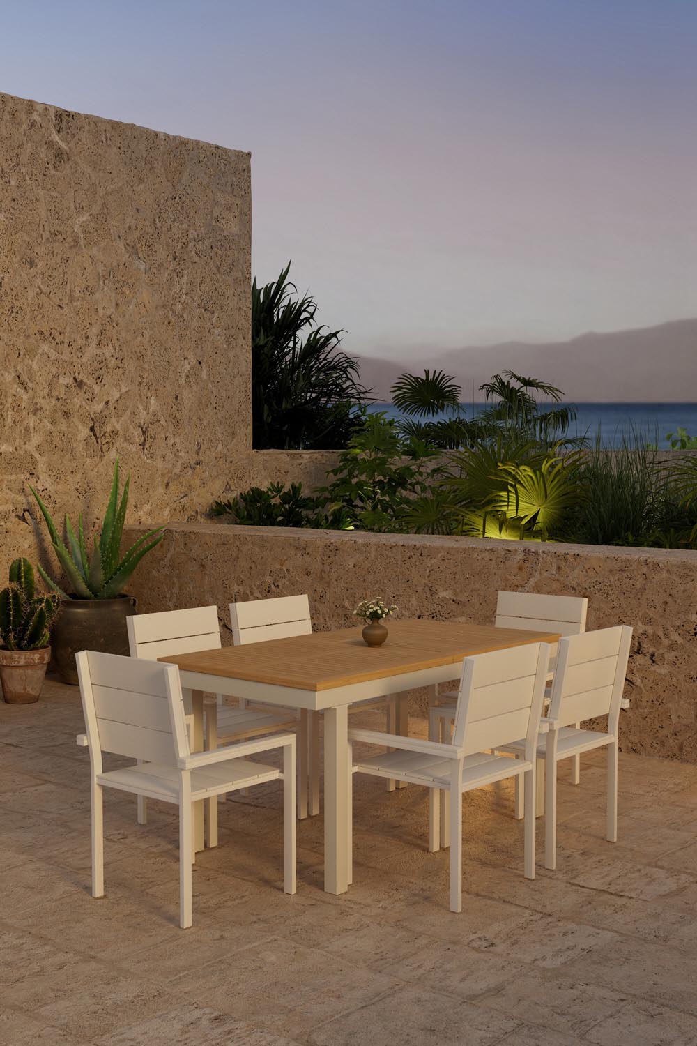 Panama Esstisch mit Levels Stühlen in  präsentiert im Onlineshop von KAQTU Design AG. Gartentischset ist von Venture Home