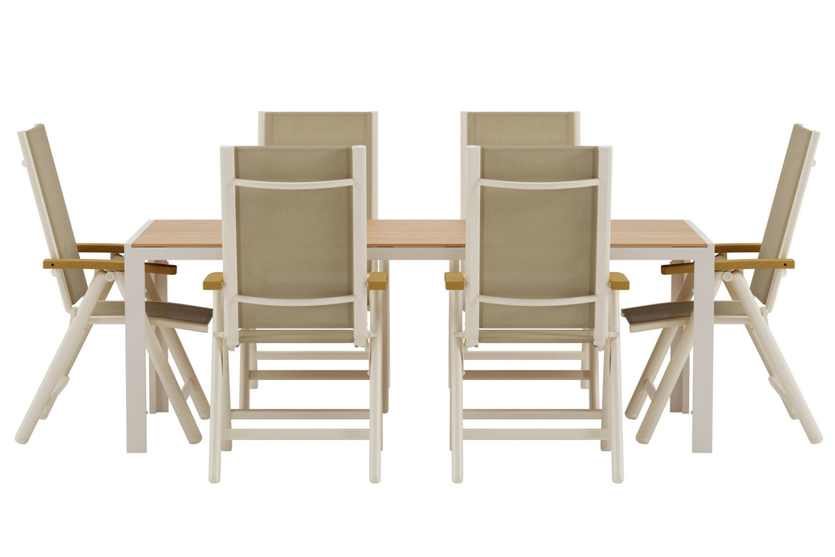 Esstisch mit Panama Stühlen in Beige präsentiert im Onlineshop von KAQTU Design AG. Gartentischset ist von Venture Home
