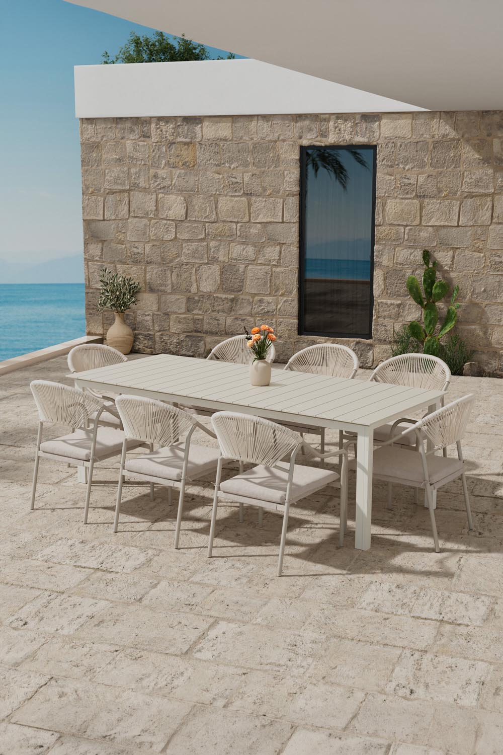 Levels Esstisch mit Paros Stühlen in  präsentiert im Onlineshop von KAQTU Design AG. Gartentischset ist von Venture Home
