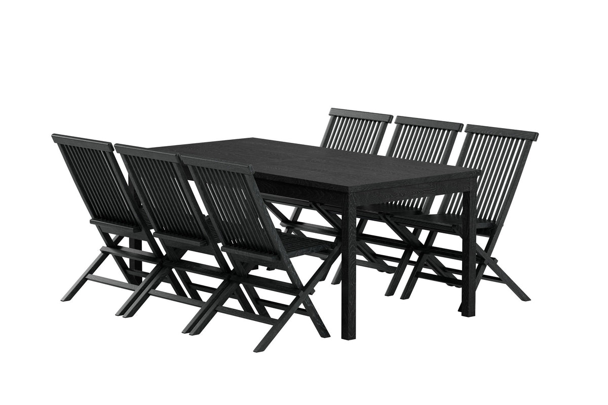 Esstisch Kenya mit Stühlen Kenya in Schwarz präsentiert im Onlineshop von KAQTU Design AG. Gartentischset ist von Venture Home