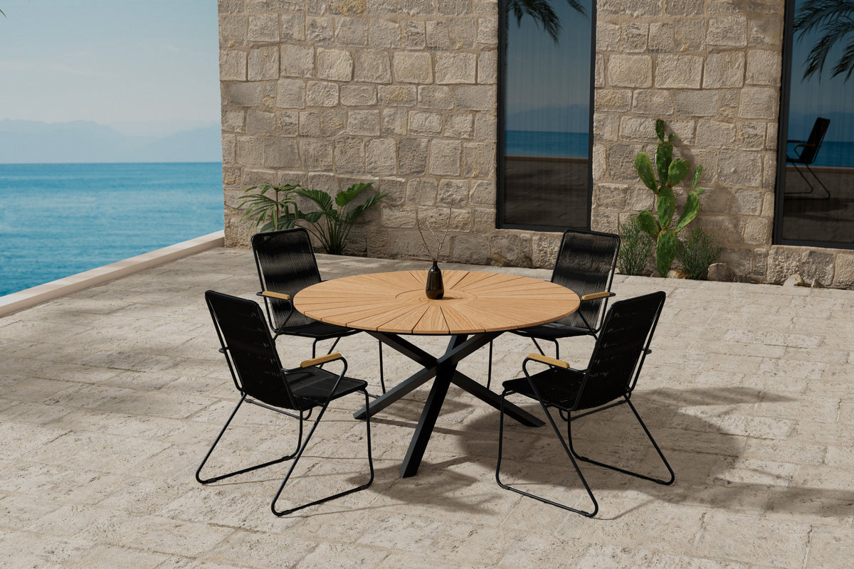 Mexico Esstisch mit Bois Stühlen in Schwarz präsentiert im Onlineshop von KAQTU Design AG. Gartentischset ist von Venture Home