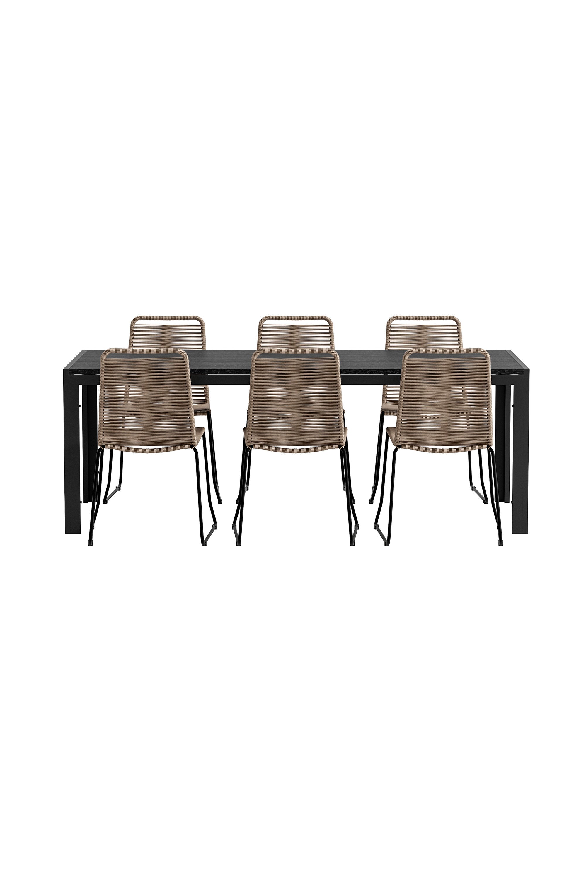 Esstisch Mirko mit Stühlen Lindos in  präsentiert im Onlineshop von KAQTU Design AG. Gartentischset ist von Venture Home
