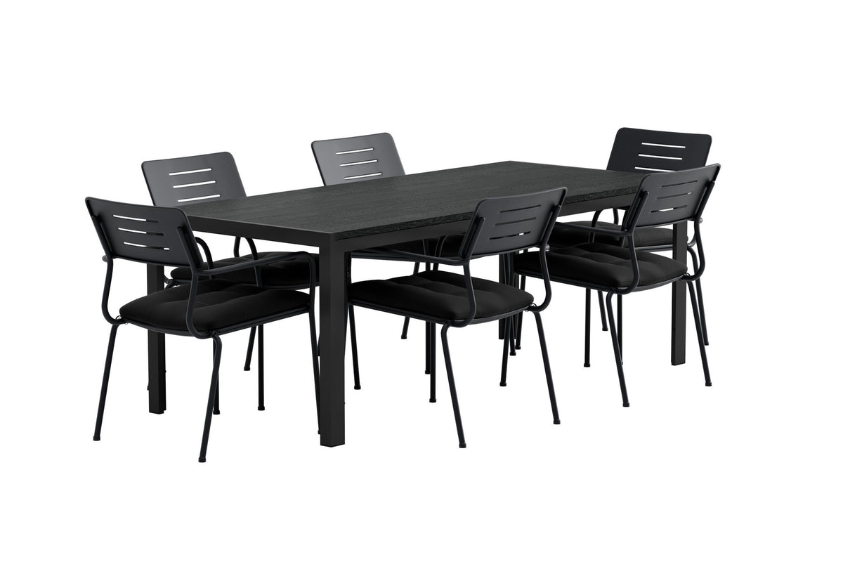 Tisch Mirko mit Stühlen Nicke in Schwarz präsentiert im Onlineshop von KAQTU Design AG. Gartentischset ist von Venture Home