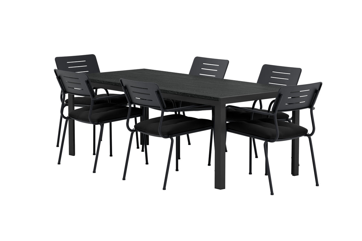 Tisch Mirko mit Stühlen Nicke in Schwarz präsentiert im Onlineshop von KAQTU Design AG. Gartentischset ist von Venture Home