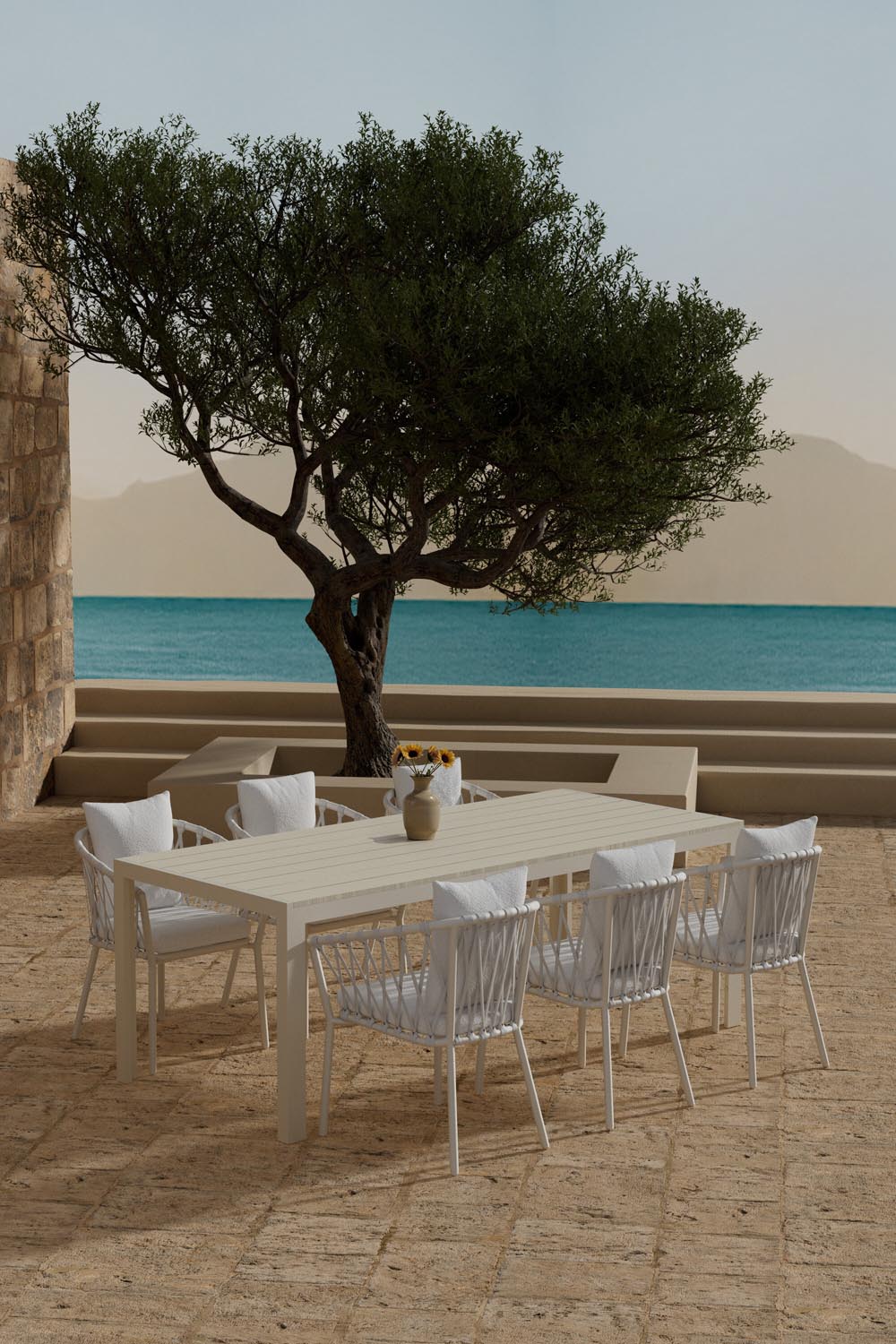 Mirko Esstisch mit Linos Stühlen in  präsentiert im Onlineshop von KAQTU Design AG. Gartentischset ist von Venture Home