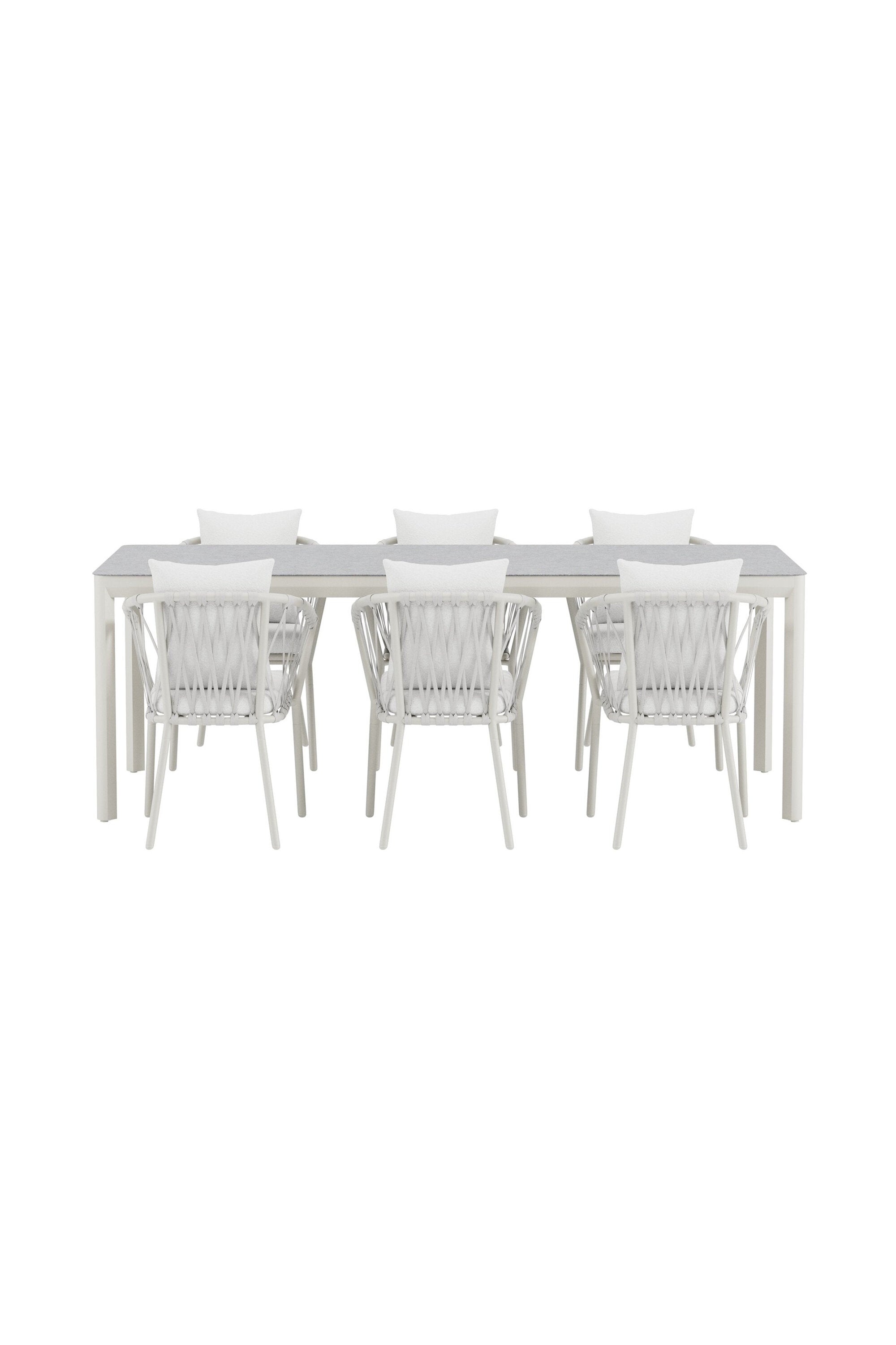 Lino Esstisch mit Linos Stühlen in  präsentiert im Onlineshop von KAQTU Design AG. Gartentischset ist von Venture Home