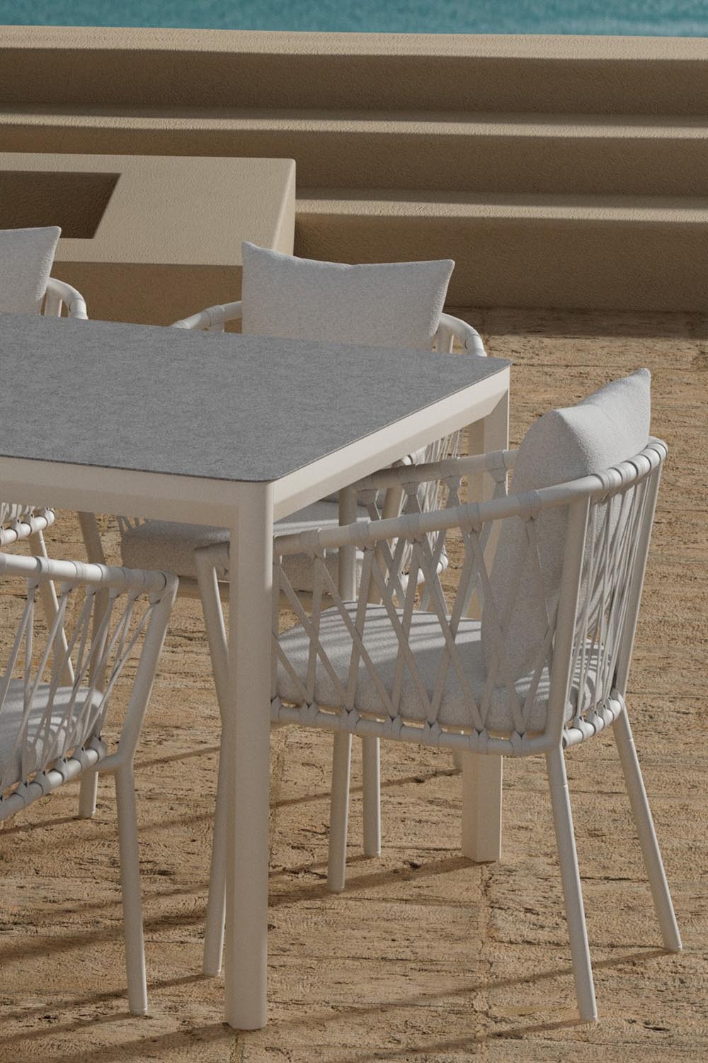 Lino Esstisch mit Linos Stühlen in  präsentiert im Onlineshop von KAQTU Design AG. Gartentischset ist von Venture Home