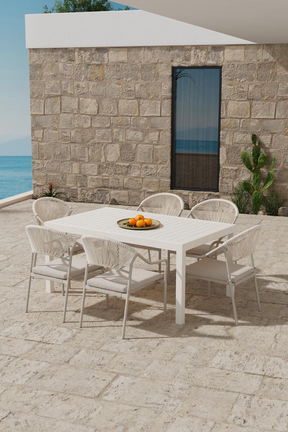 Capo Esstisch mit Paros Stühlen in  präsentiert im Onlineshop von KAQTU Design AG. Gartentischset ist von Venture Home