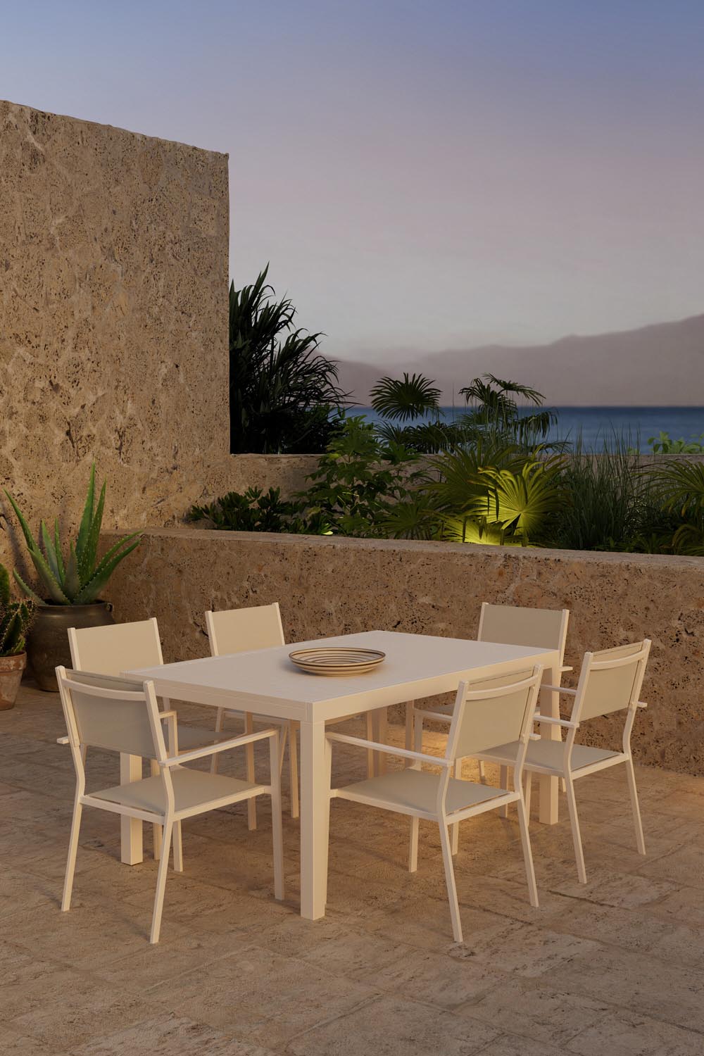Esstisch Capo mit Esszimmerstühlen Copacabana in  präsentiert im Onlineshop von KAQTU Design AG. Gartentischset ist von Venture Home