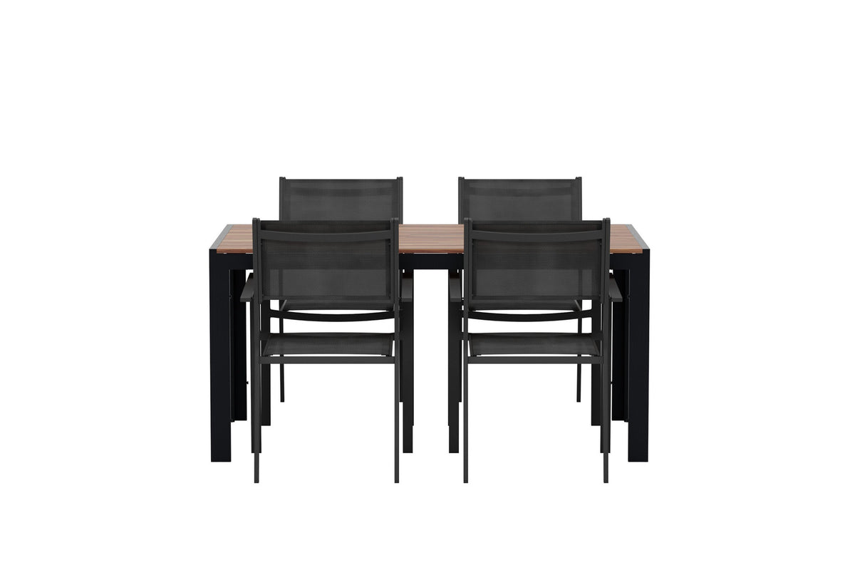 Esstisch mit Copacabana Stühlen in Schwarz präsentiert im Onlineshop von KAQTU Design AG. Gartentischset ist von Venture Home