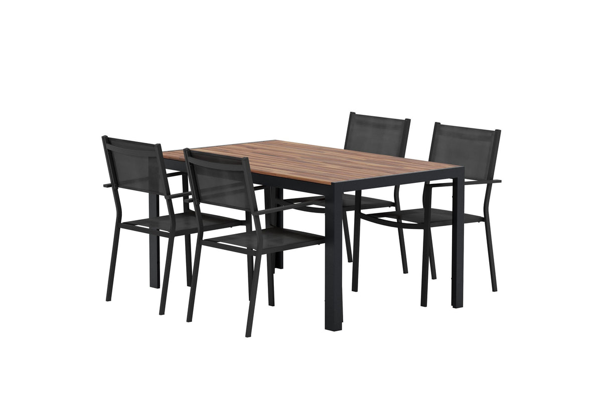 Esstisch mit Copacabana Stühlen in Schwarz präsentiert im Onlineshop von KAQTU Design AG. Gartentischset ist von Venture Home