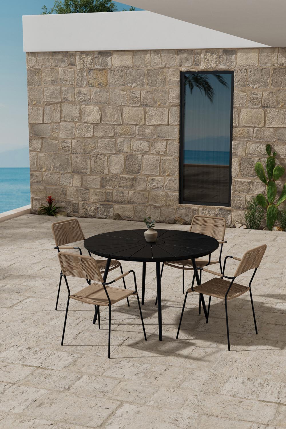 San Vito Esszimmertisch mit Lindos Stühlen in  präsentiert im Onlineshop von KAQTU Design AG. Gartentischset ist von Venture Home