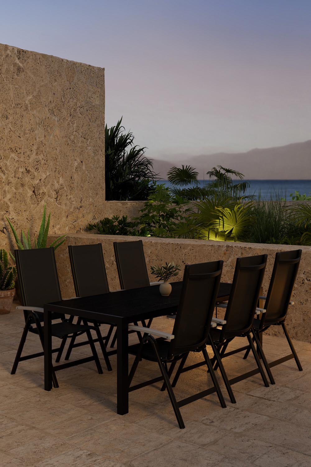Break Esstisch mit Albany Stühlen in  präsentiert im Onlineshop von KAQTU Design AG. Gartentischset ist von Venture Home