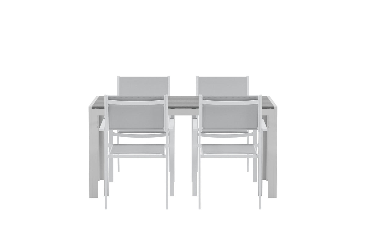 Esstisch mit Copacabana Stühlen in Grau präsentiert im Onlineshop von KAQTU Design AG. Gartentischset ist von Venture Home