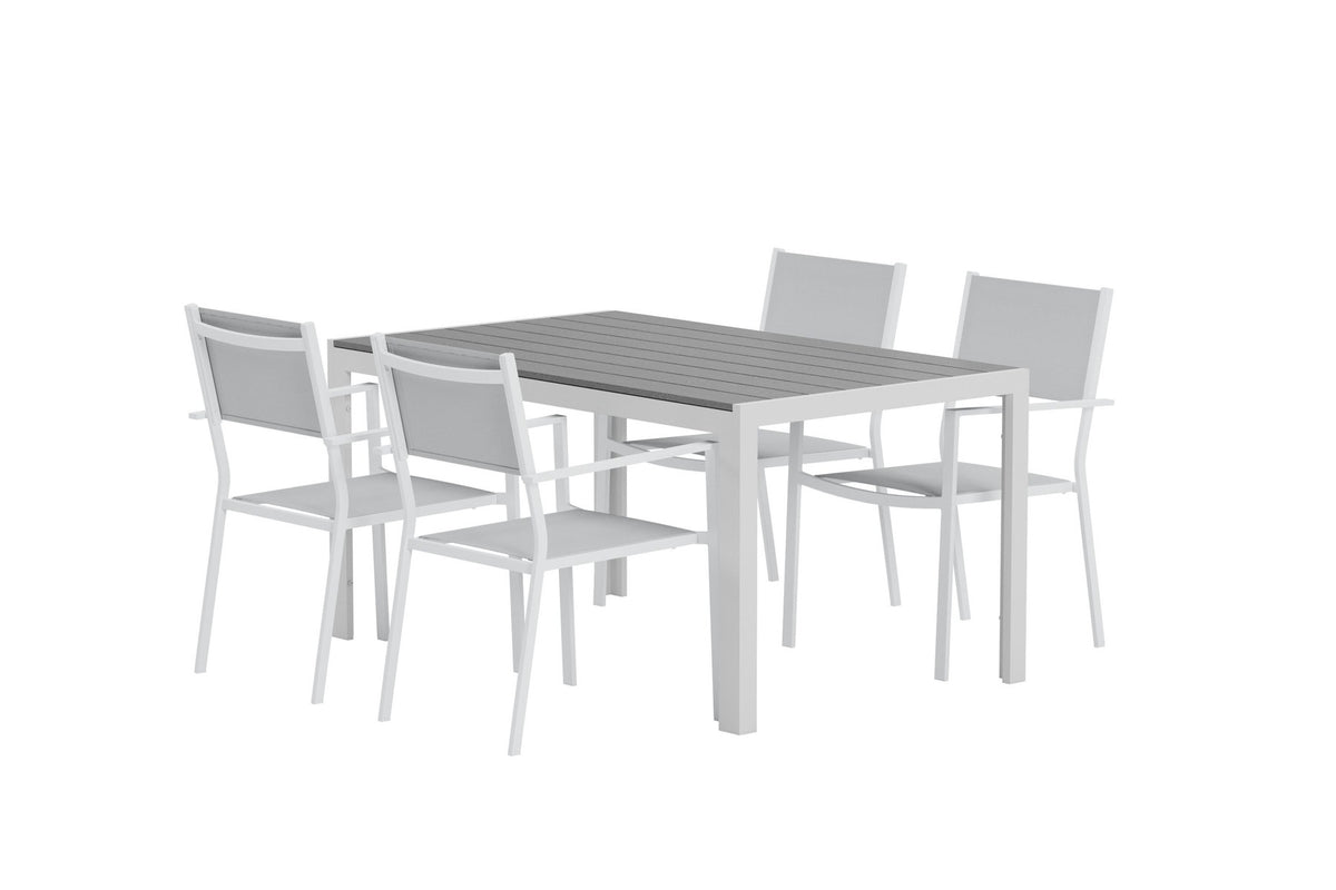 Esstisch mit Copacabana Stühlen in Grau präsentiert im Onlineshop von KAQTU Design AG. Gartentischset ist von Venture Home