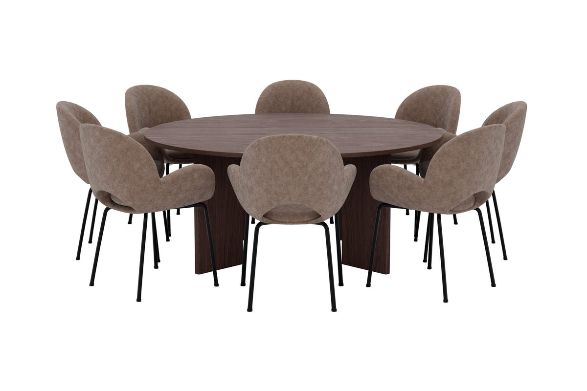 Graos Esstisch mit Stühlen von Florensa in Braun präsentiert im Onlineshop von KAQTU Design AG. Esszimmerset ist von Venture Home