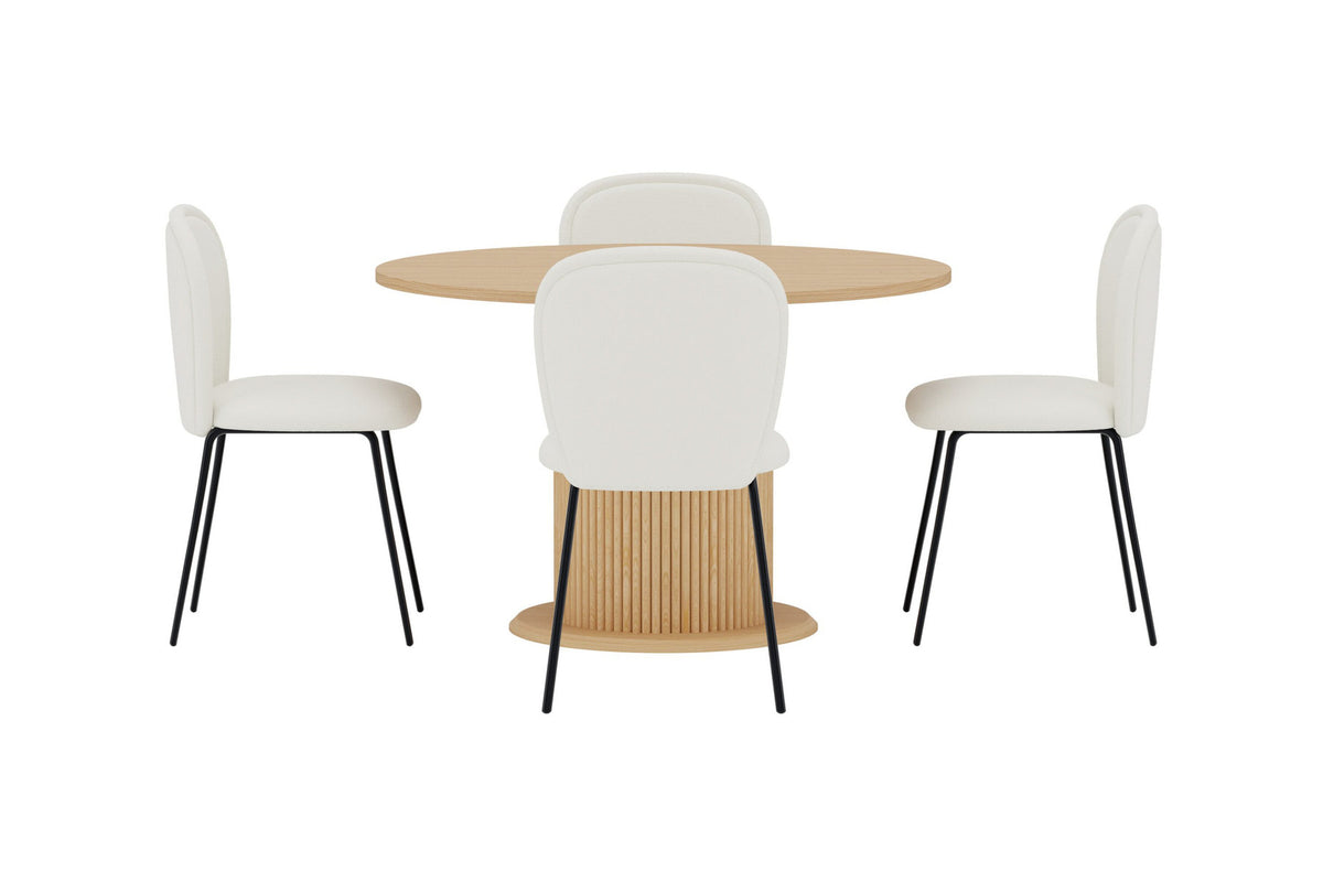 Reko Esstisch mit Stühlen von Carl in Creme präsentiert im Onlineshop von KAQTU Design AG. Esszimmerset ist von Venture Home