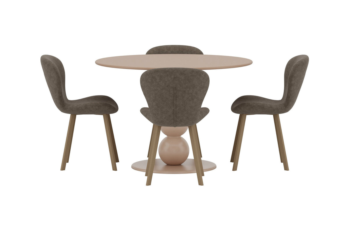 Boule Esstisch mit Lilja Stühlen in Braun präsentiert im Onlineshop von KAQTU Design AG. Esszimmerset ist von Venture Home