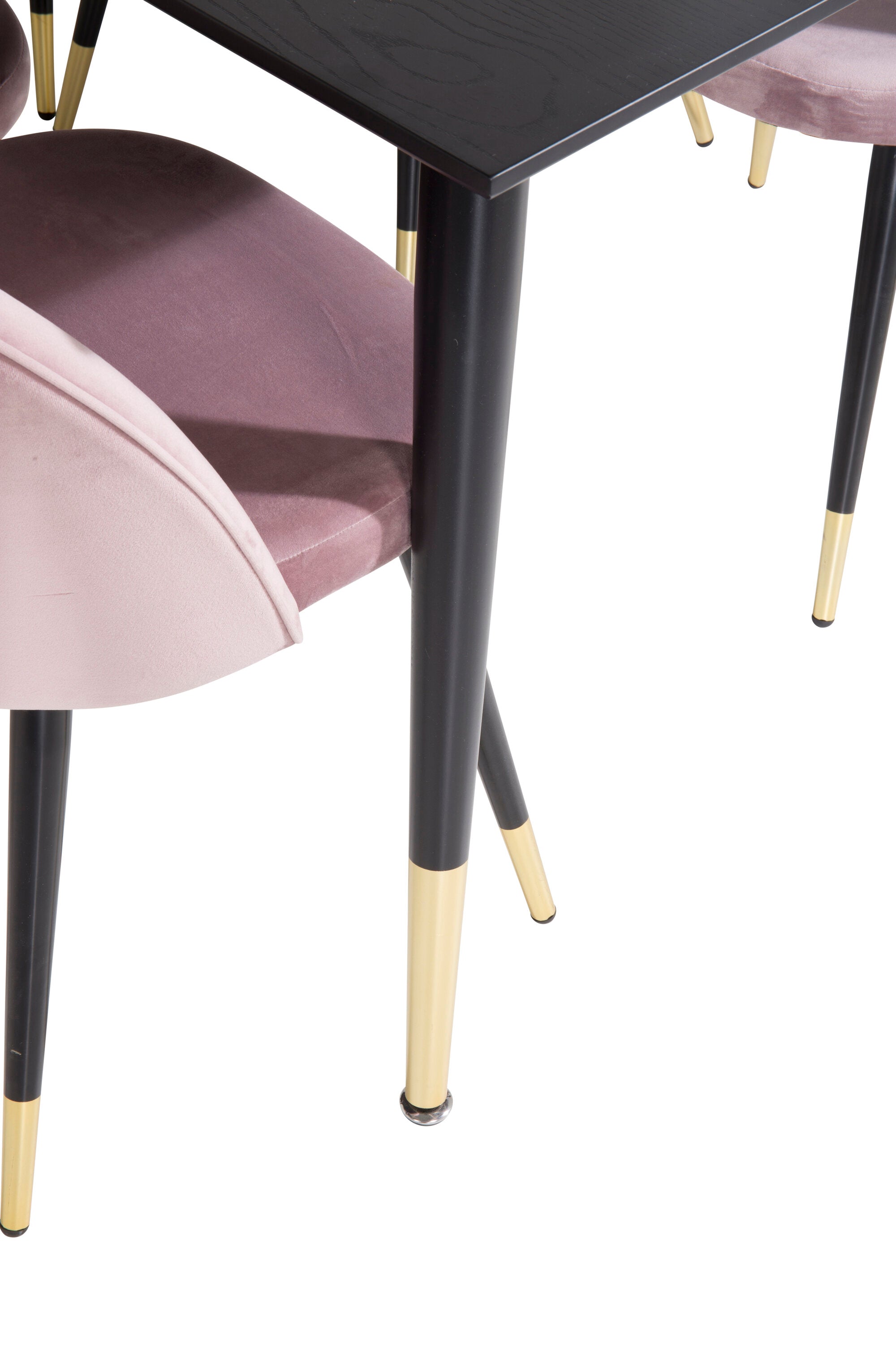 Dipp Esszimmerset + Velvet 180cm/6St. in Schwarz, Altrosa, Gold präsentiert im Onlineshop von KAQTU Design AG. Esszimmerset ist von Venture Home