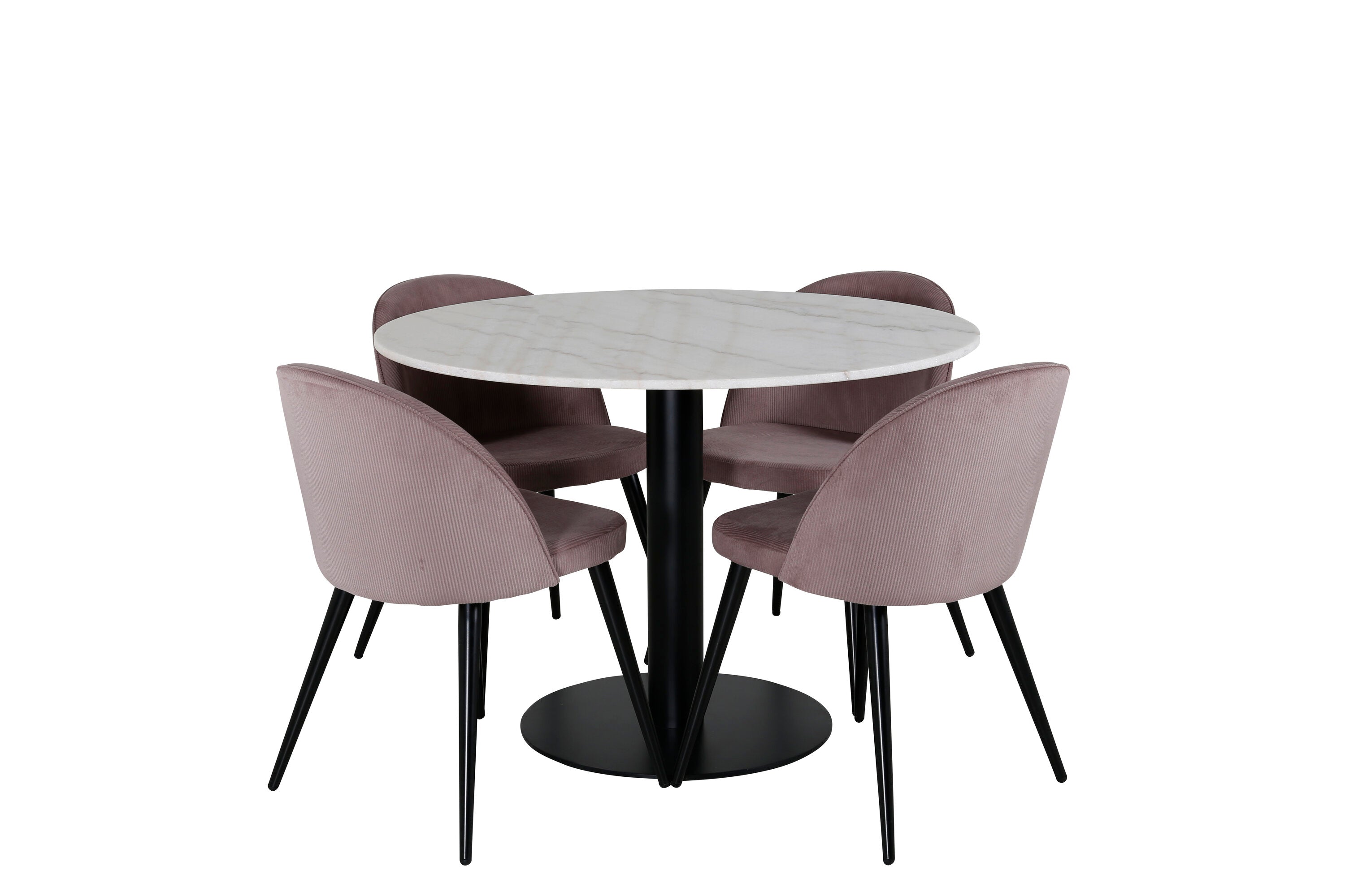 Estelle Esszimmerset + Velvet ⌀106cm in Schwarz, Altrosa präsentiert im Onlineshop von KAQTU Design AG. Esszimmerset ist von Venture Home