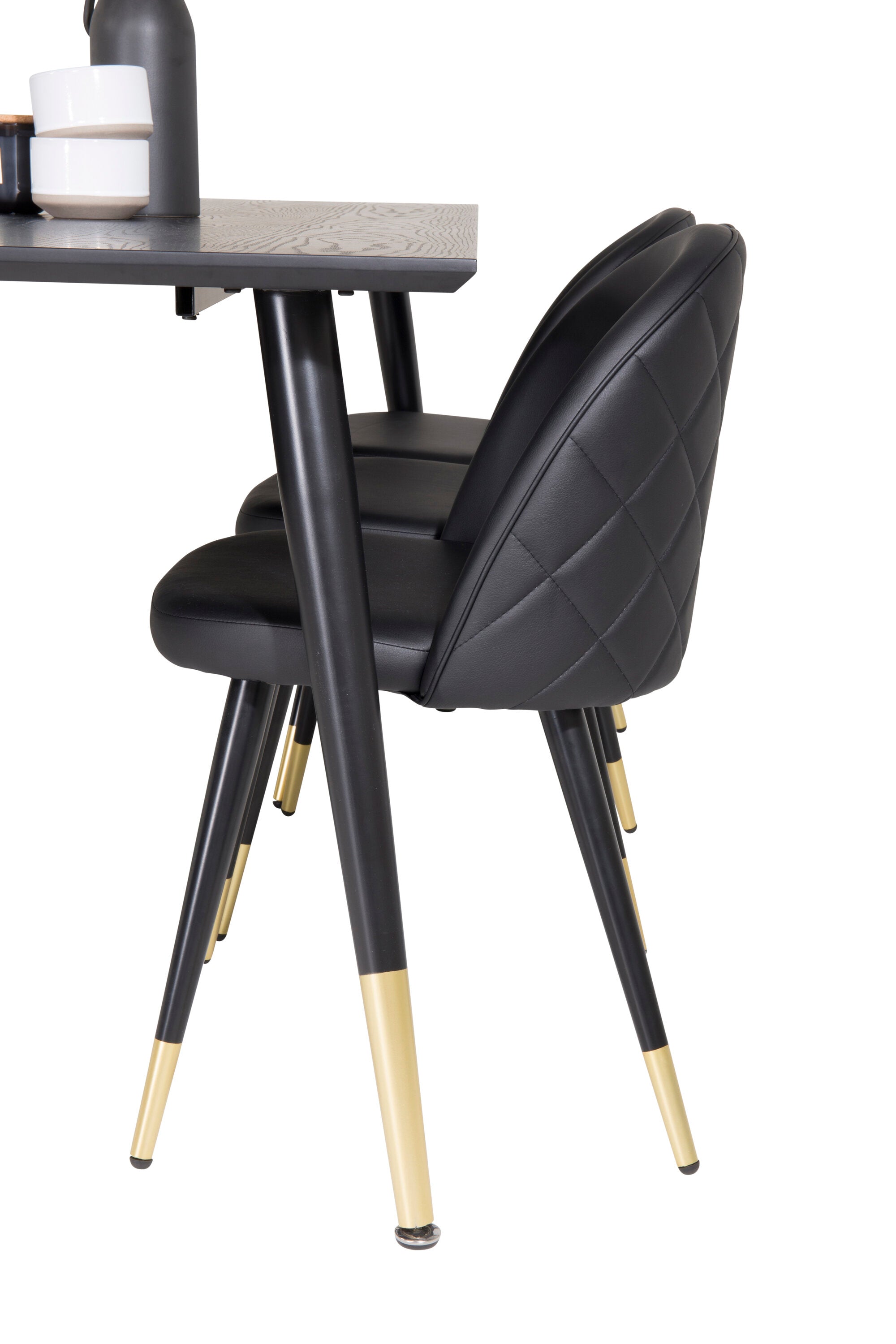 Dipp Esszimmerset + Velvet 180cm/6St. in Schwarz / Altrosa / Gold präsentiert im Onlineshop von KAQTU Design AG. Esszimmerset ist von Venture Home