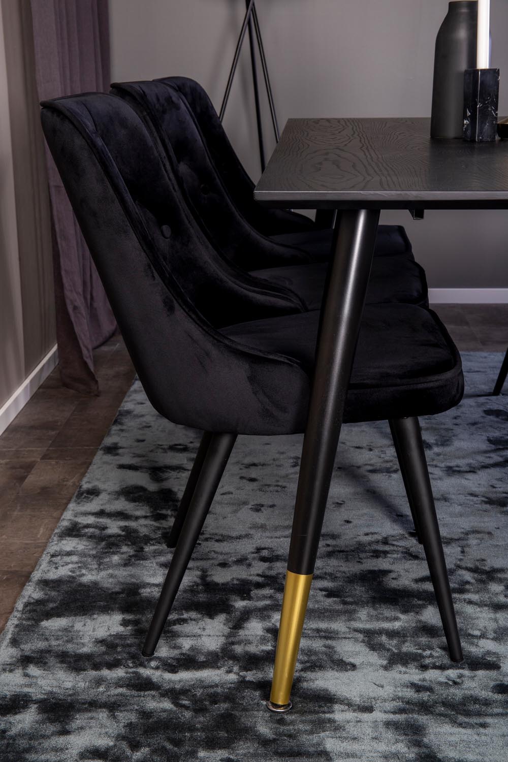 Dipp Esszimmerset + Velvet Deluxe 180cm/6St. in Schwarz / Messing präsentiert im Onlineshop von KAQTU Design AG. Esszimmerset ist von Venture Home