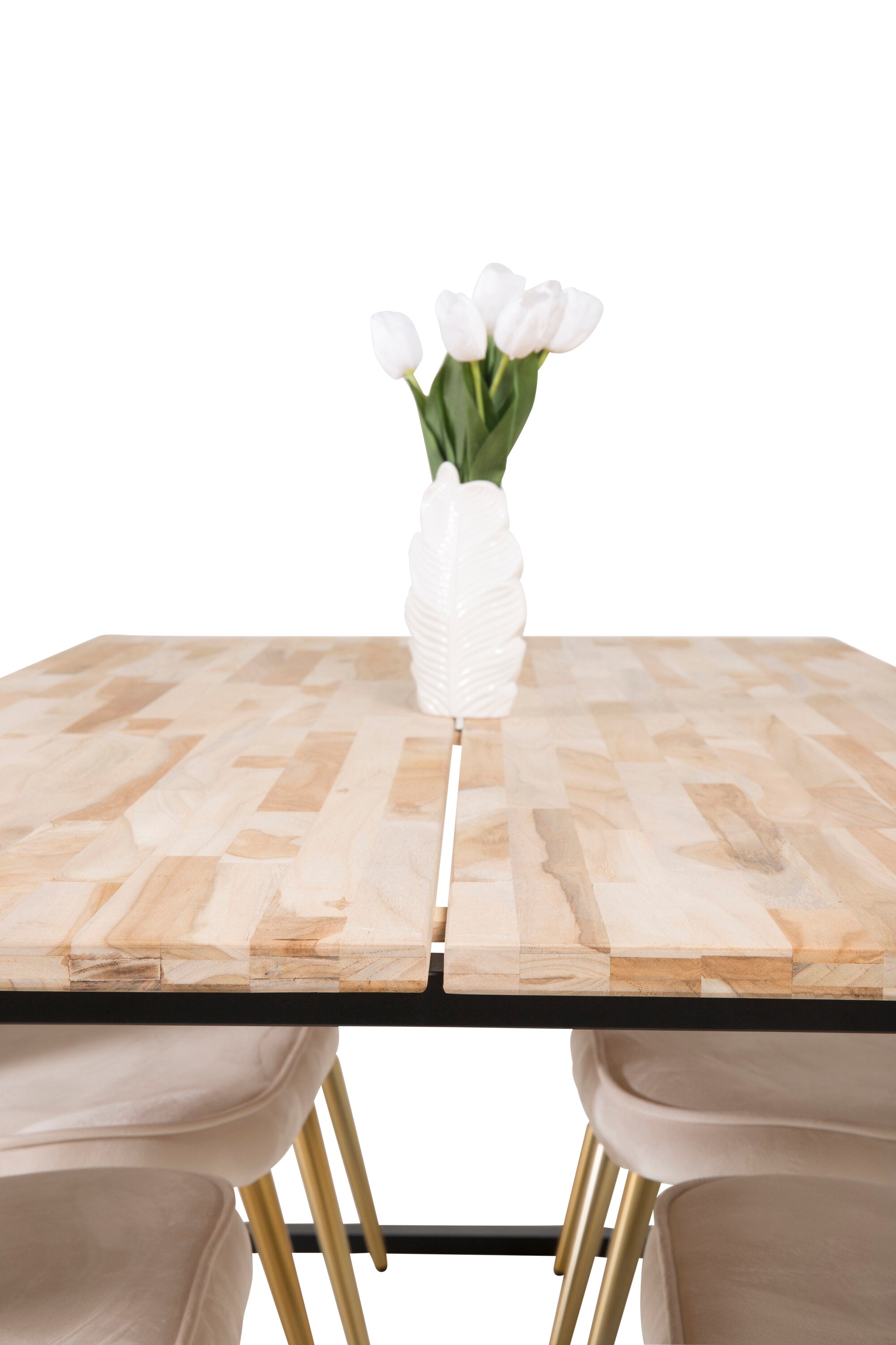 Cirebon Esszimmerset + Velvet Deluxe 200cm/4St. in Beige, Gold präsentiert im Onlineshop von KAQTU Design AG. Esszimmerset ist von Venture Home