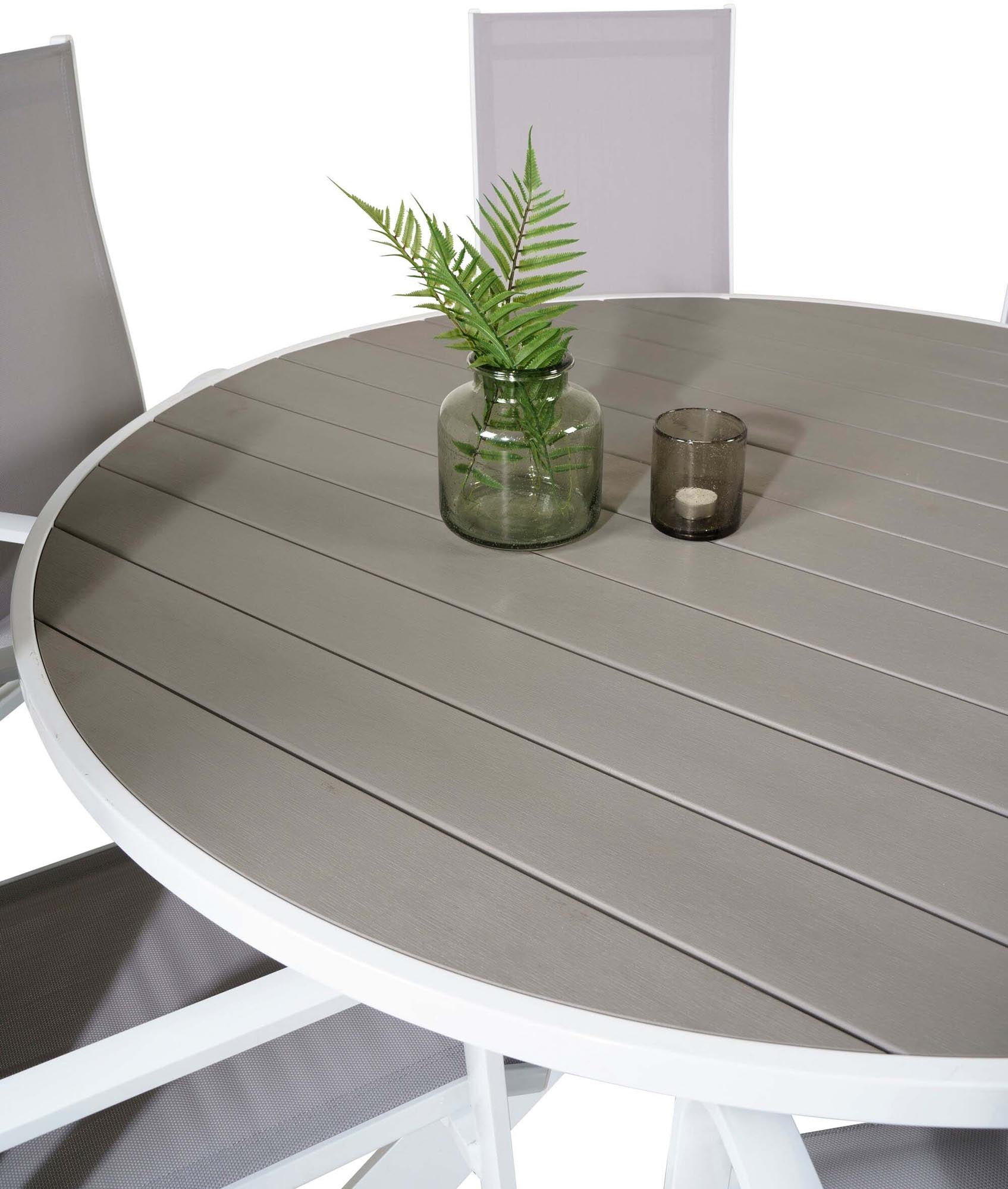 Elegantes Parma Set: Runder Tisch & 6 Copacabana Sessel von Venture.