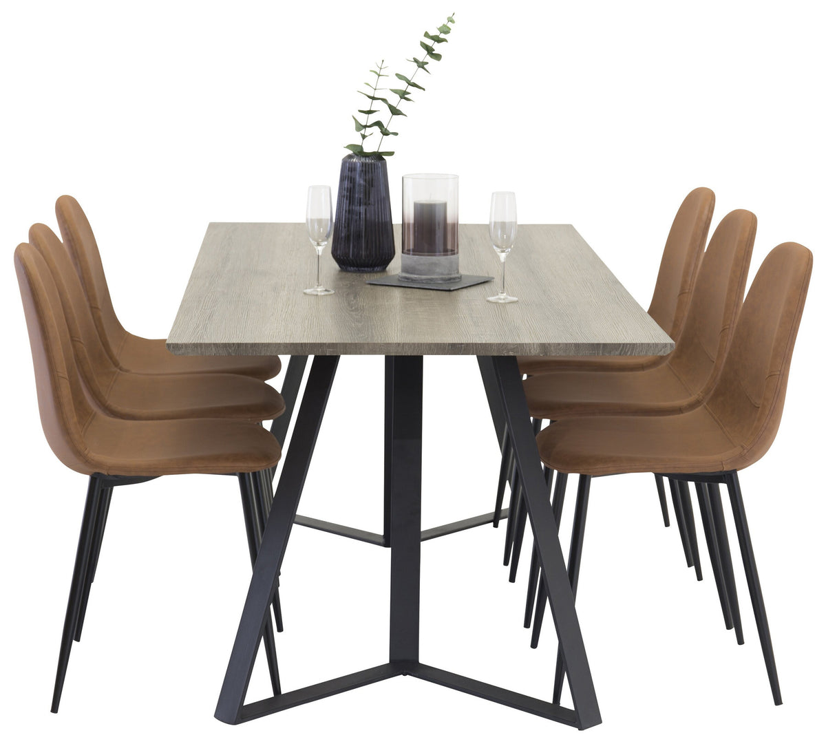 Marina Esszimmerset Polar 180cm/6St. in Schwarz / Braun präsentiert im Onlineshop von KAQTU Design AG. Esszimmerset ist von Venture Home