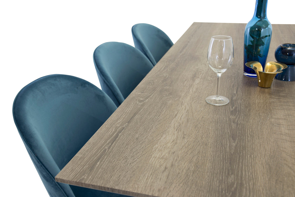 Marina Esszimmerset Velvet 180cm/6St. in Schwarz Blau präsentiert im Onlineshop von KAQTU Design AG. Esszimmerset ist von Venture Home