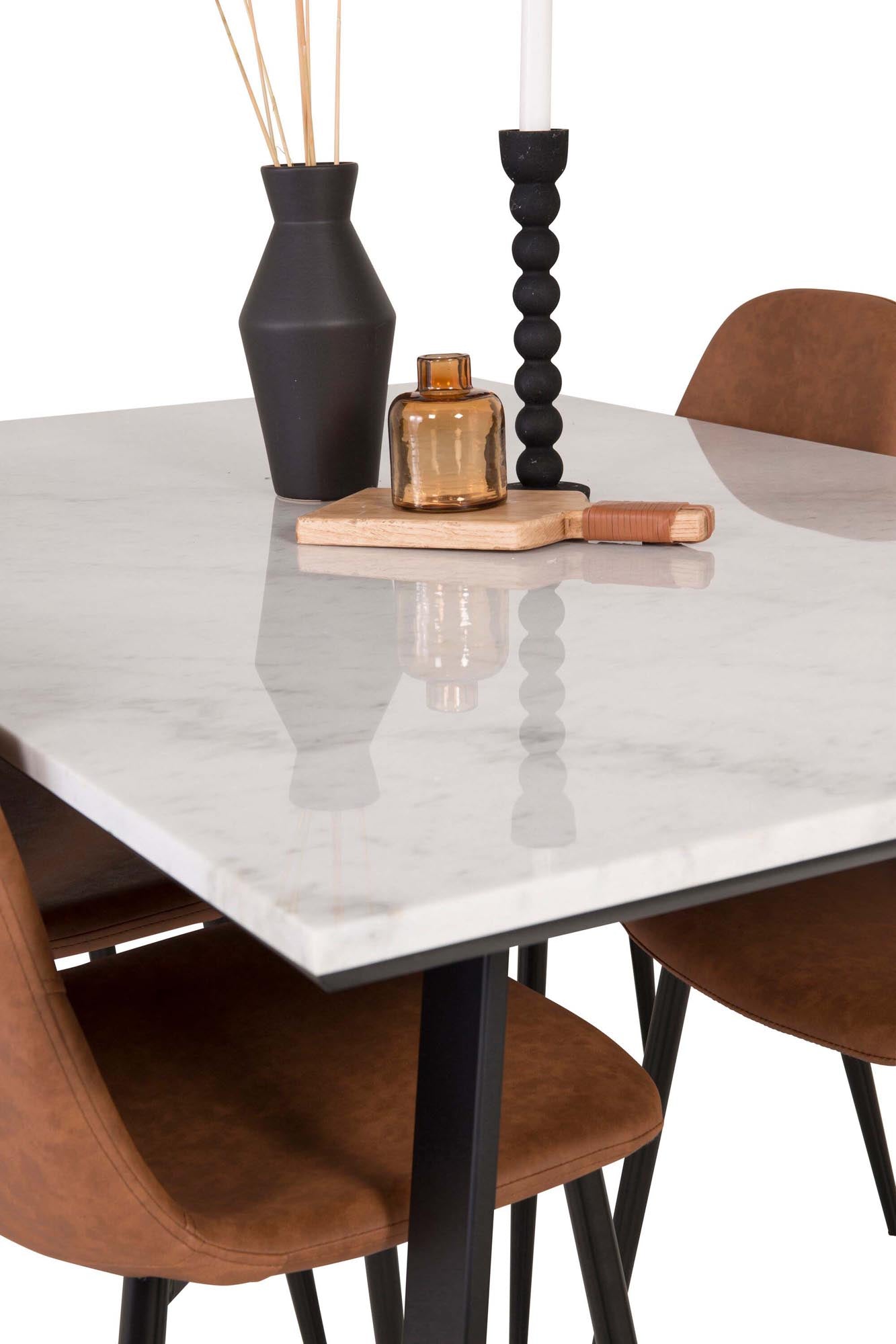 Estelle Esszimmerset + Polar 140cm/4St. in Schwarz Braun präsentiert im Onlineshop von KAQTU Design AG. Esszimmerset ist von Venture Home