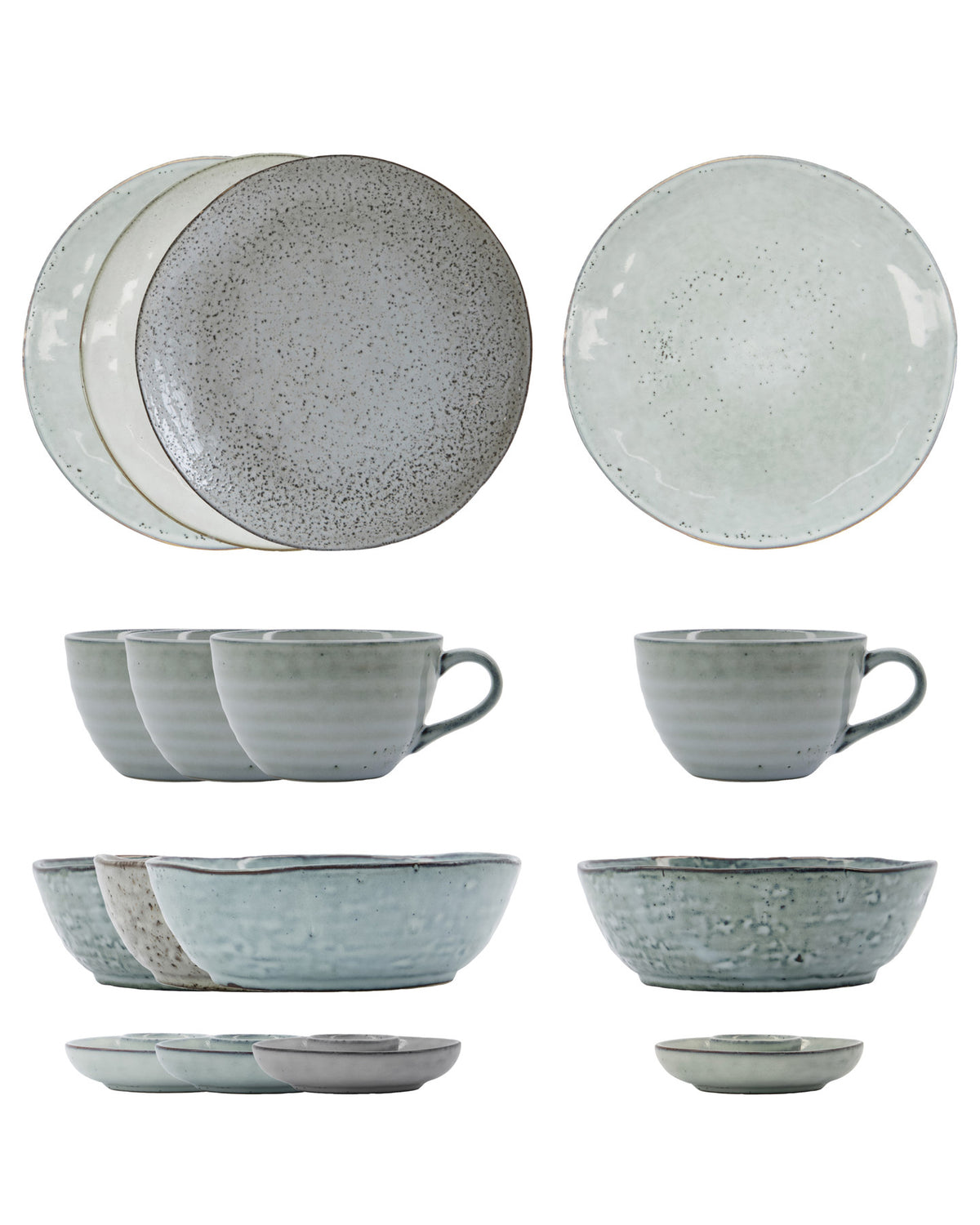 Brunch-Set, HDRustic, Grau;Blau in Grau, Blau präsentiert im Onlineshop von KAQTU Design AG. Geschirrset ist von House Doctor