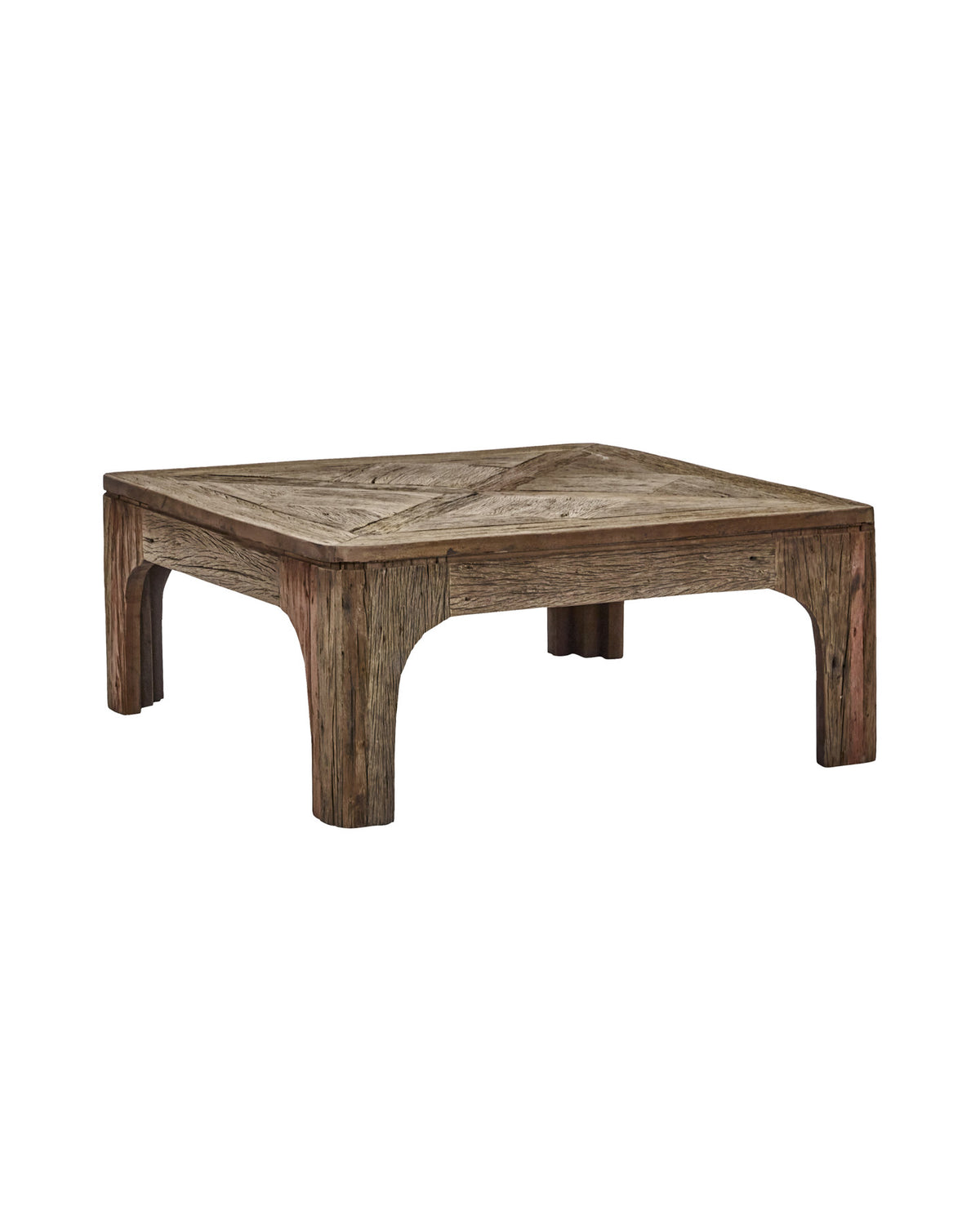 Quadratischer Couchtisch HDCoff in Natur aus Holz mit Paneelenmuster