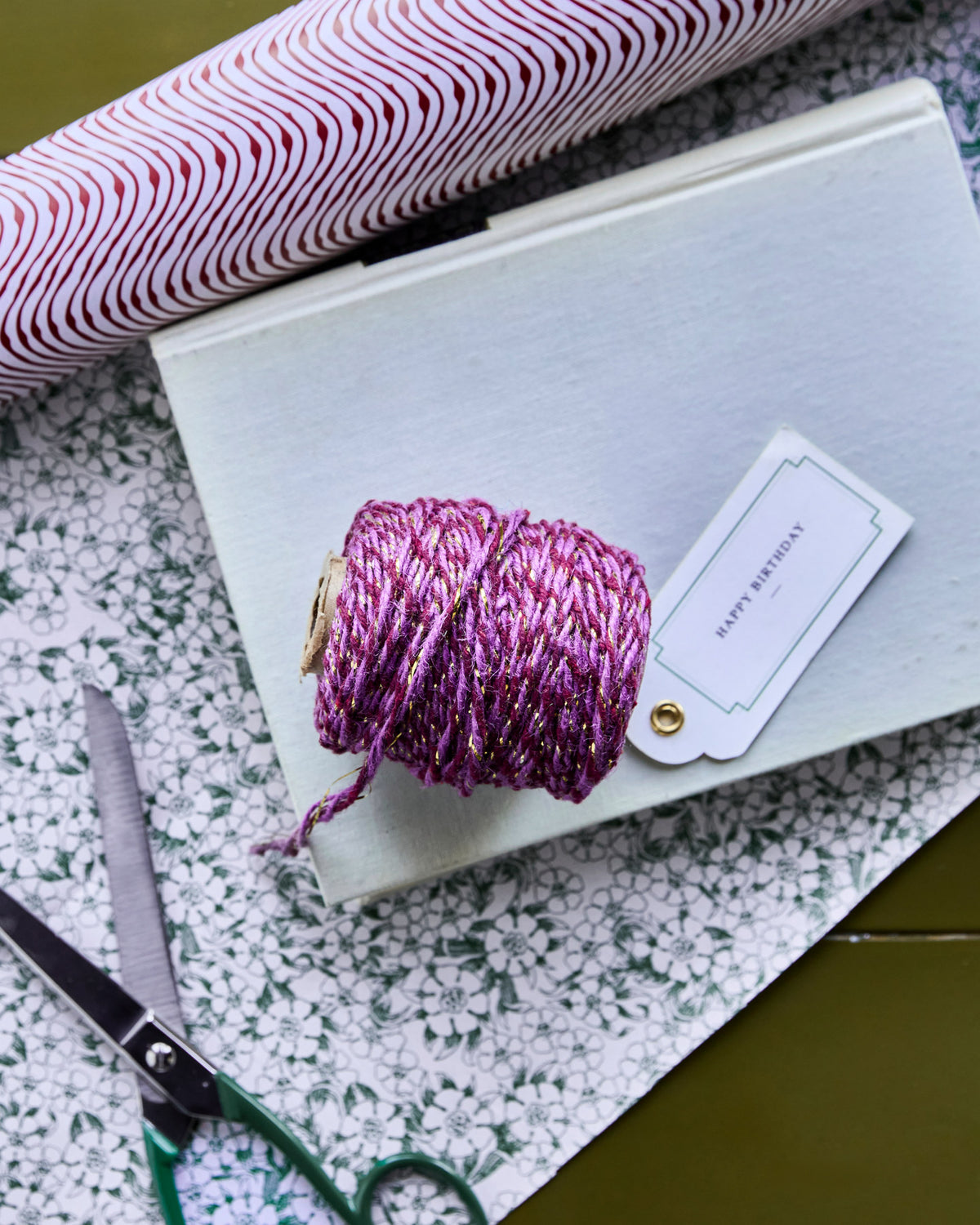 Rolle Band HDRibbon in Lila mit goldenen Lurex-Fäden, aus Jute und Baumwolle
