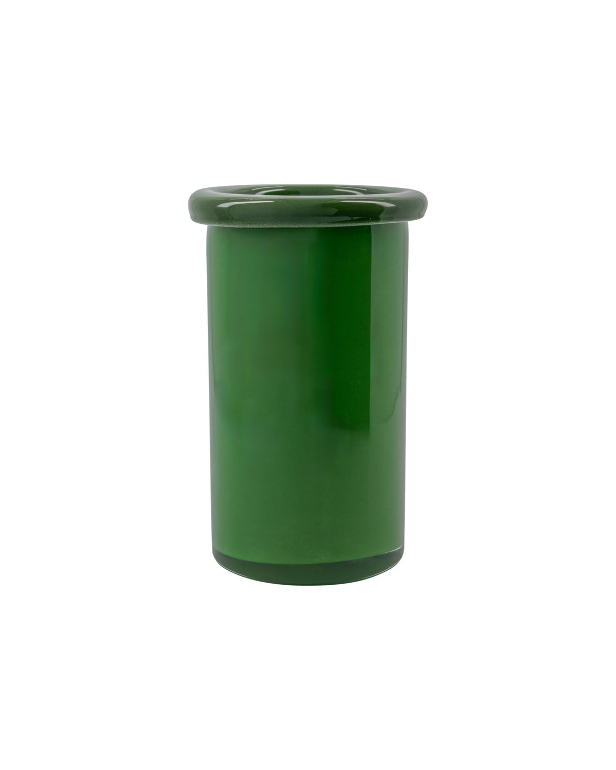 Grüne Vase HDBuck aus Glas mit runder Form und abgerundetem Rand von House Doctor