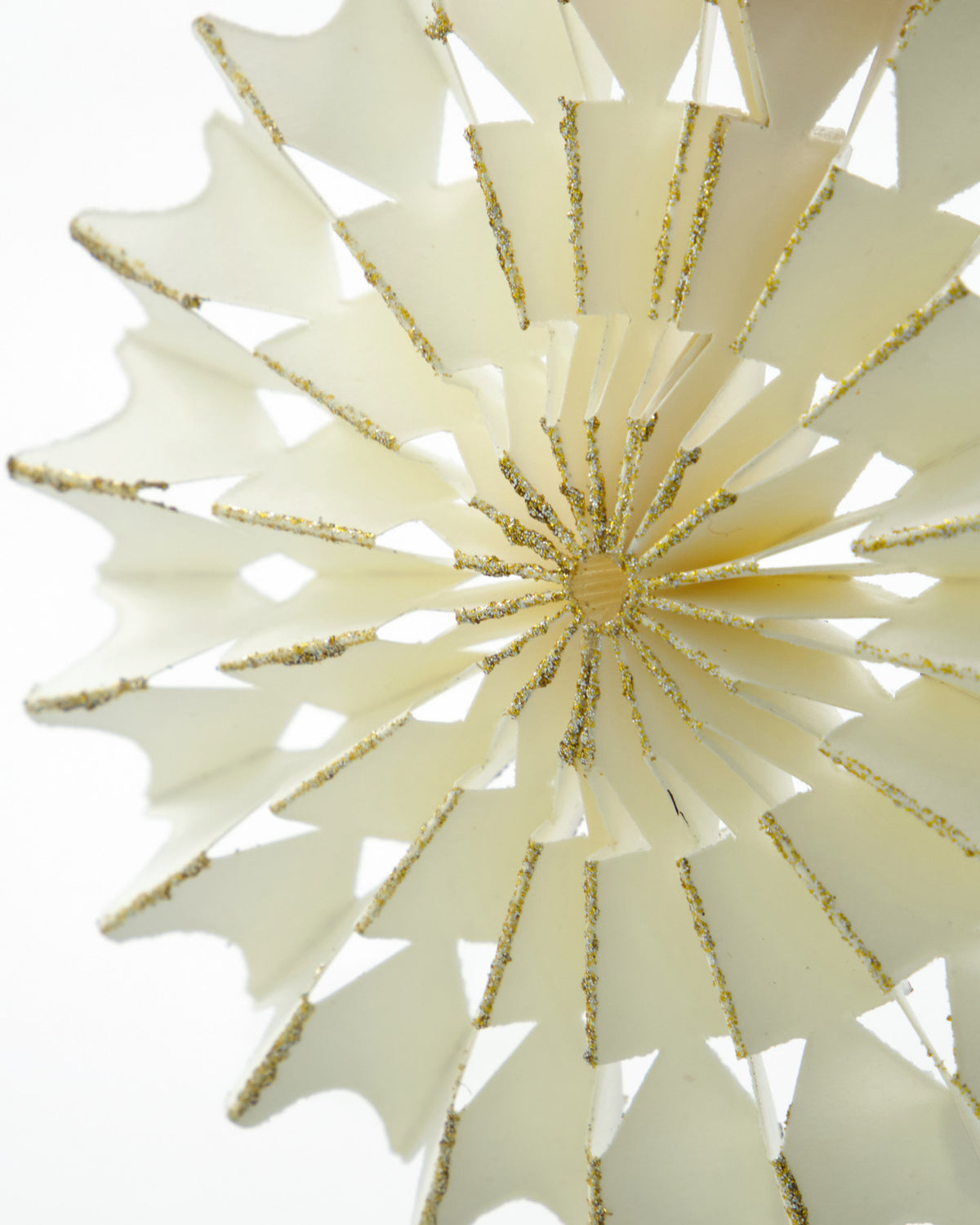 Weihnachtsschmuck HDStelle: gefaltete Papiersterne in Off-White mit Goldglitzer