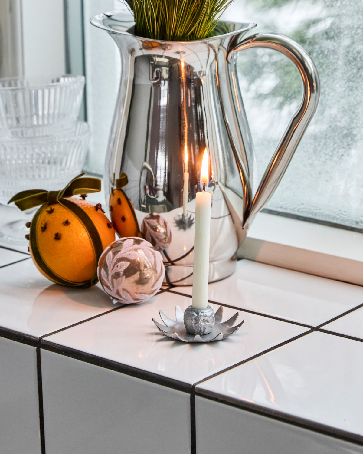 Kerzenständer HDStarry aus Eisen mit Silber-Finish, sterninspirierte Form, handgemacht